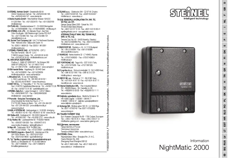 Page n°1 - Manuel utilisateur Steinel NightMagic 2000