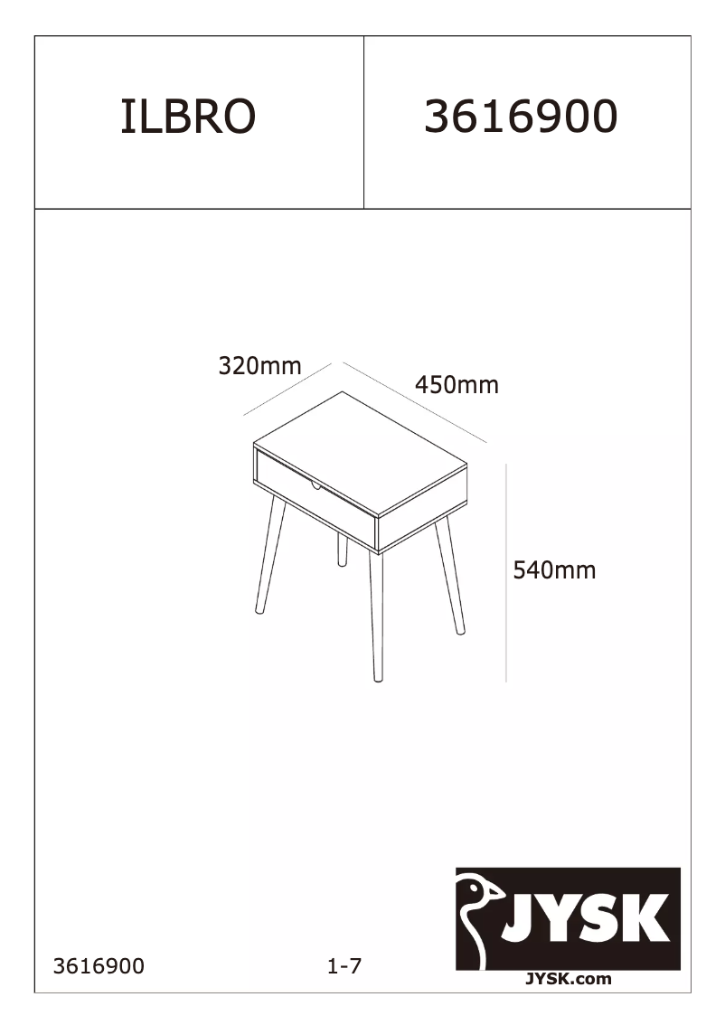 Page n°1 - Manuel utilisateur JYSK Ilbro