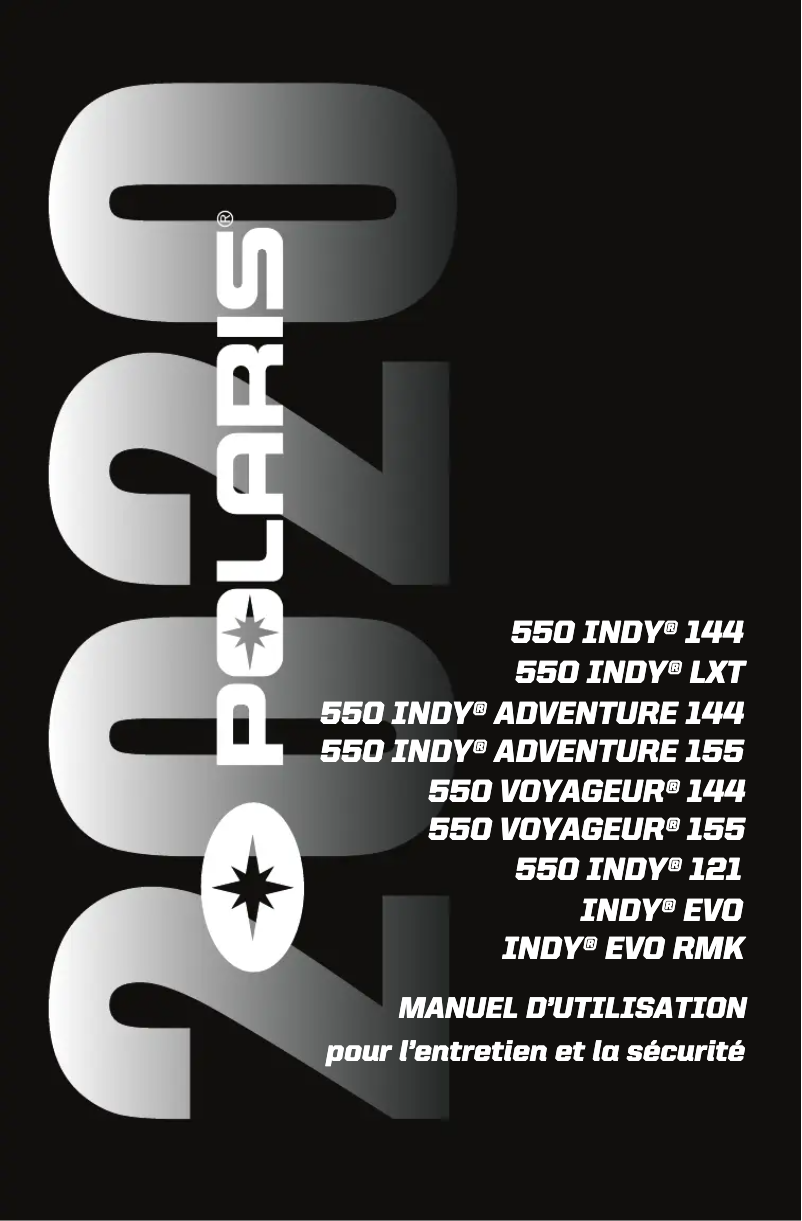 Page 1 de la notice Manuel utilisateur Polaris 550 Indy Adventure 144 (2020)