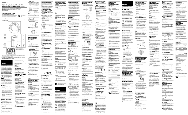 Page 1 de la notice Manuel utilisateur Sony ICF-C773