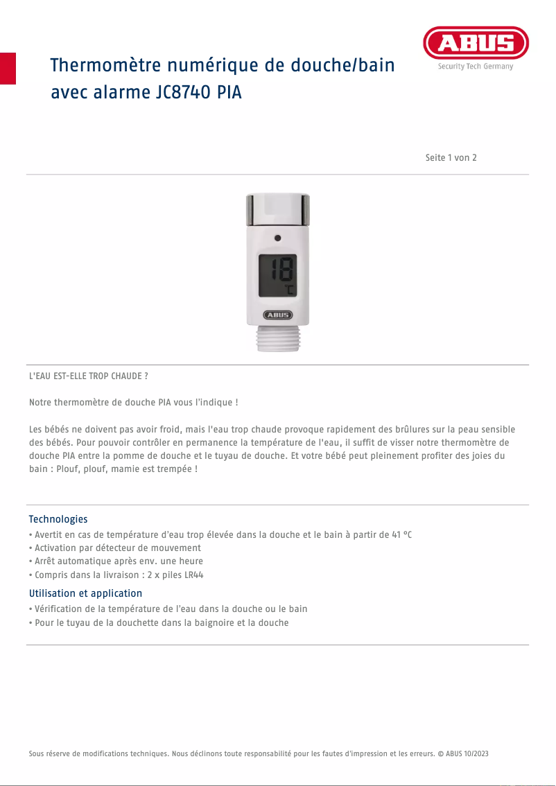 Image de la première page du manuel de l'appareil Pia JC8740