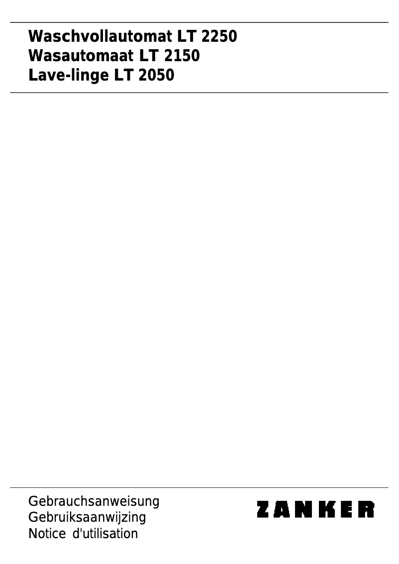 Page 1 de la notice Manuel utilisateur Zanker LT 2050