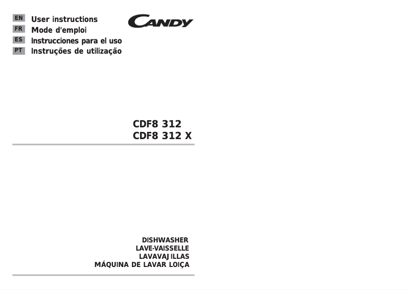 Page n°1 - Manuel utilisateur Candy CDF8 312/1-S