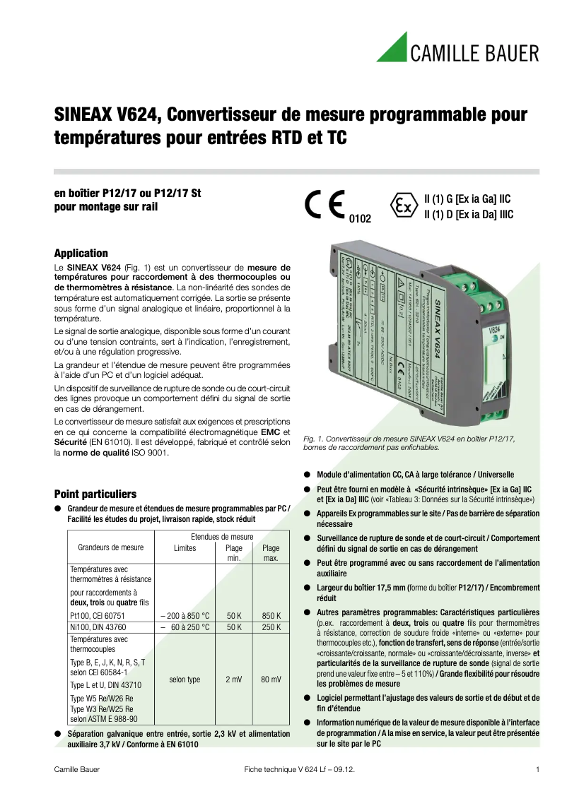 Image de la première page du manuel de l'appareil Sineax V624