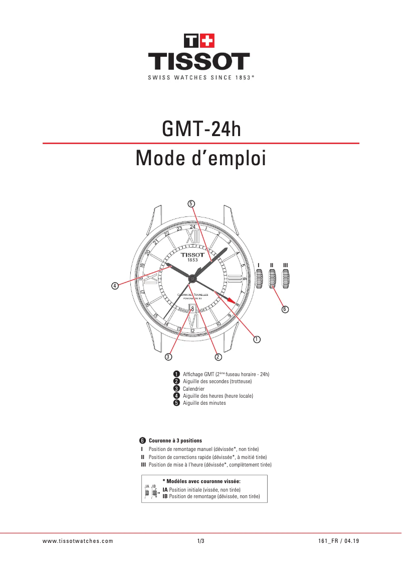 Page n°1 - Manuel utilisateur Tissot Powermatic 80 GMT