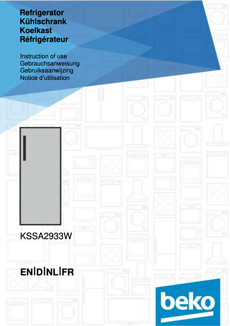 Page 1 de la notice Manuel utilisateur Beko KSSA2933WN