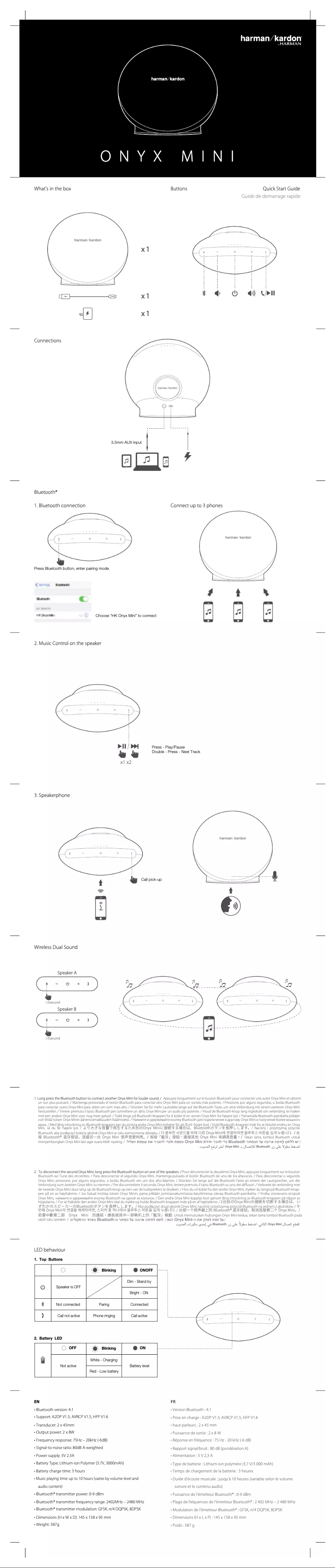 Page 1 de la notice Manuel utilisateur Harman Kardon Onyx Mini