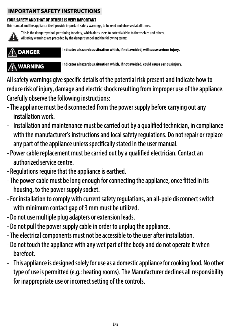 Page 1 de la notice Instructions / montage Whirlpool AKP 729 IX