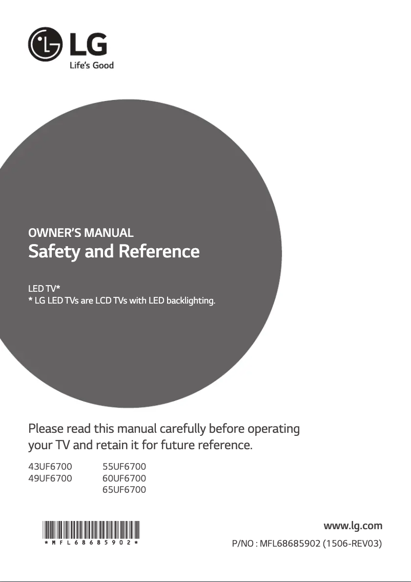 Page 1 de la notice Manuel utilisateur LG 55UF6700