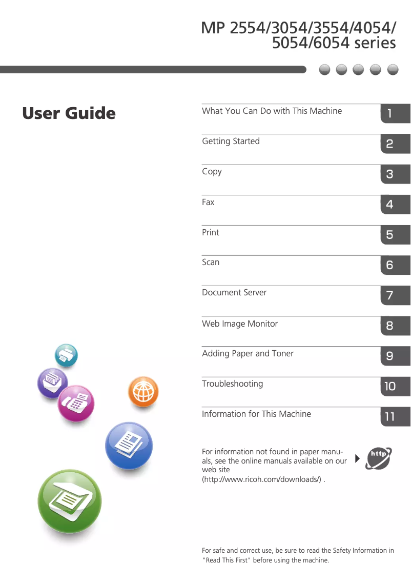 Page 1 of the manual User Manual Ricoh MP 4054