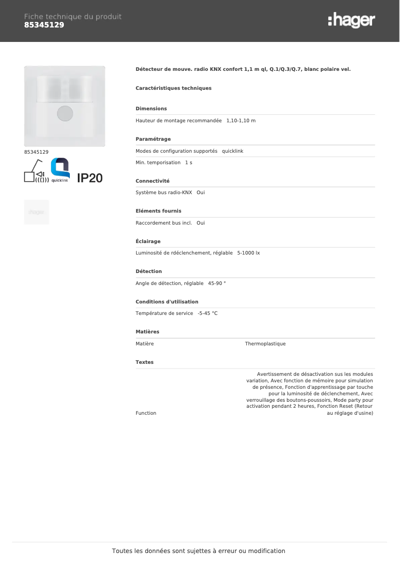 Image de la première page du manuel de l'appareil 85345129