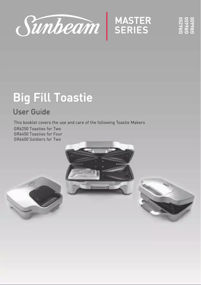 Image de la première page du manuel de l'appareil Big Fill Toastie GR6250