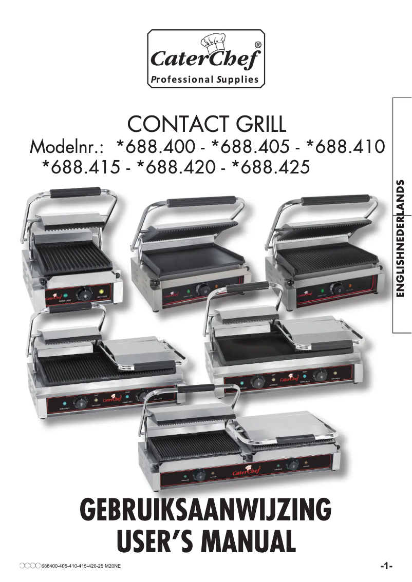 Page 1 de la notice Manuel utilisateur CaterChef Solo Grande 688405