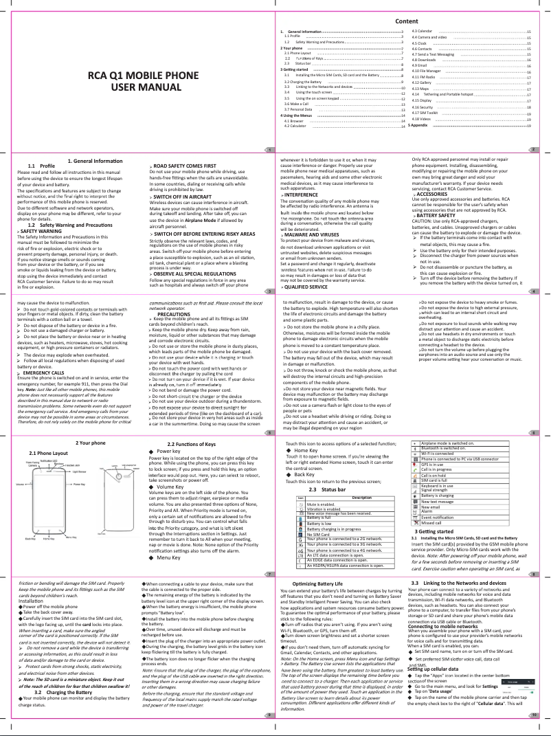 Page n°1 - Manuel utilisateur RCA Q1