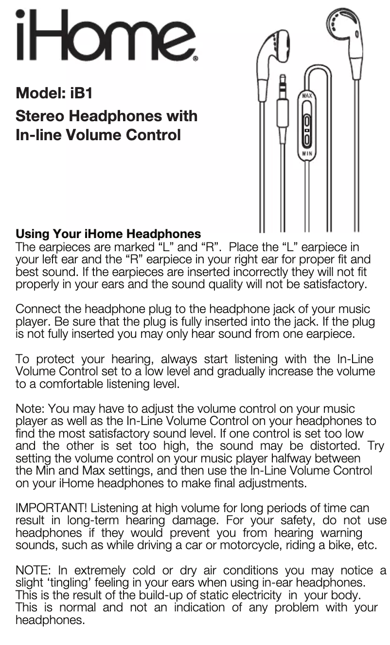 Página 1 del manual Manual de usuario iHome IB1L
