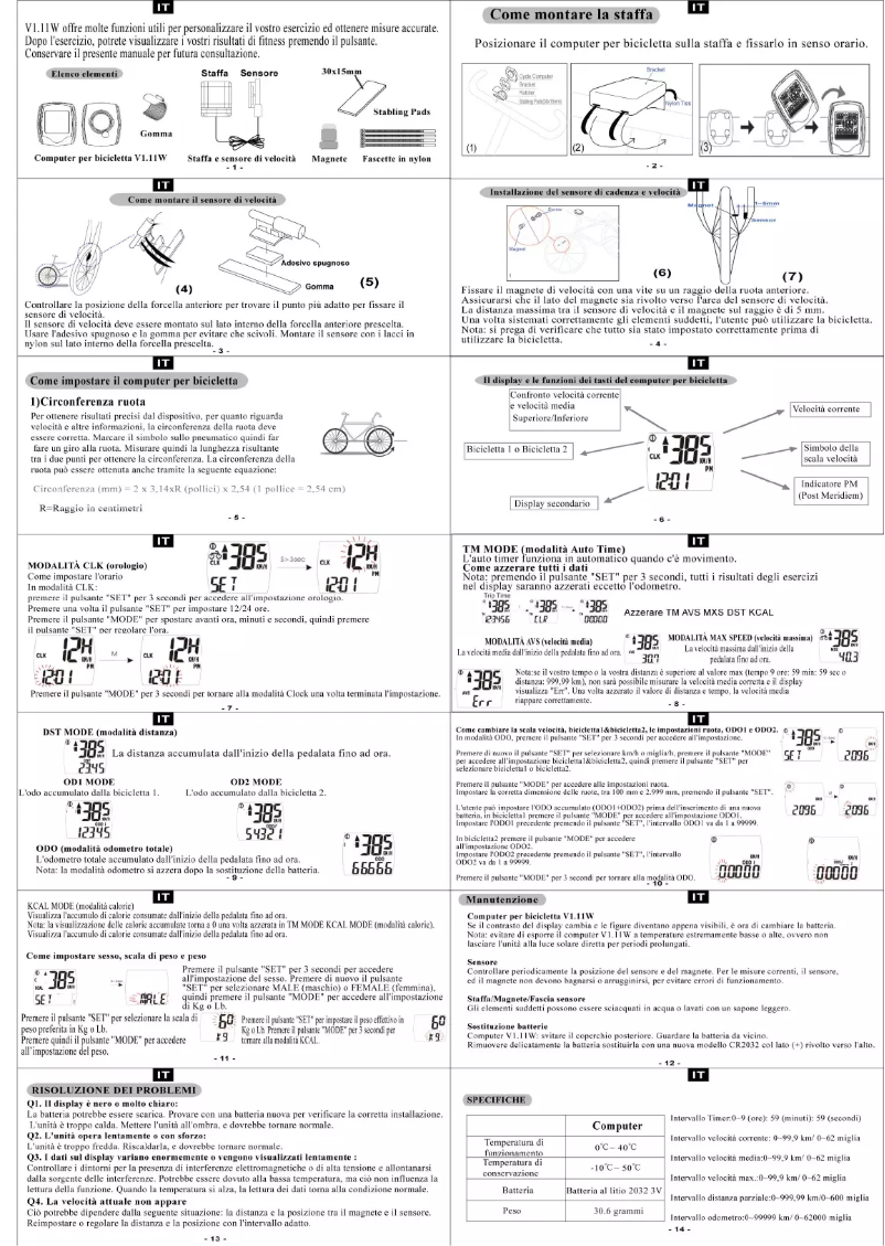 Page 1 of the manual User Manual Velomann V1.11W