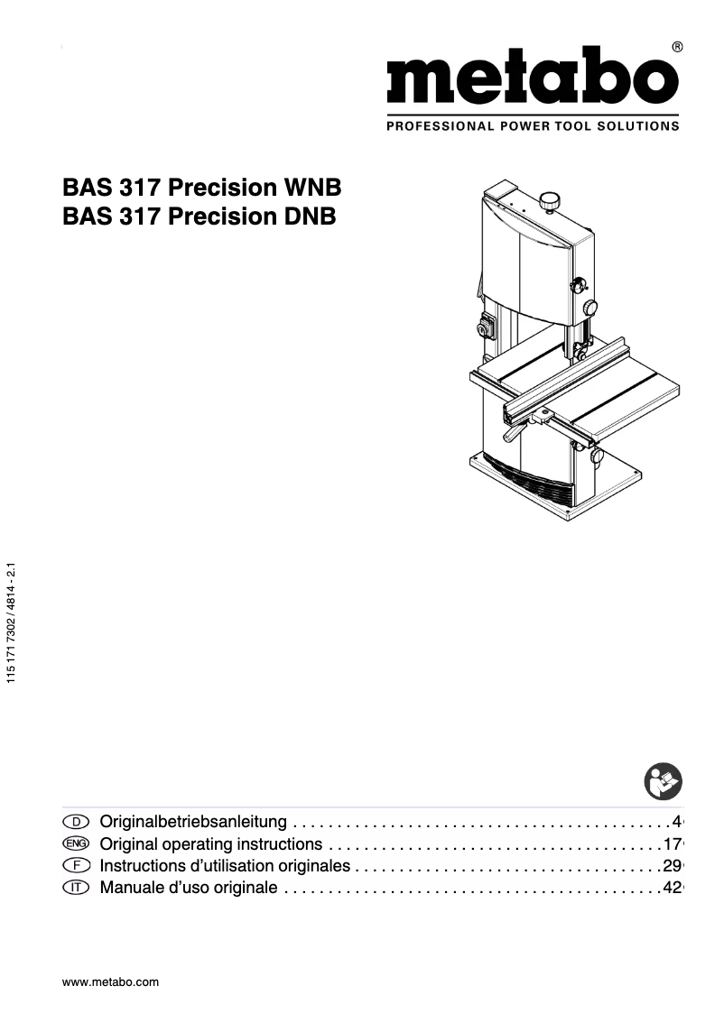 First page image of the manual for BAS 317 Precision