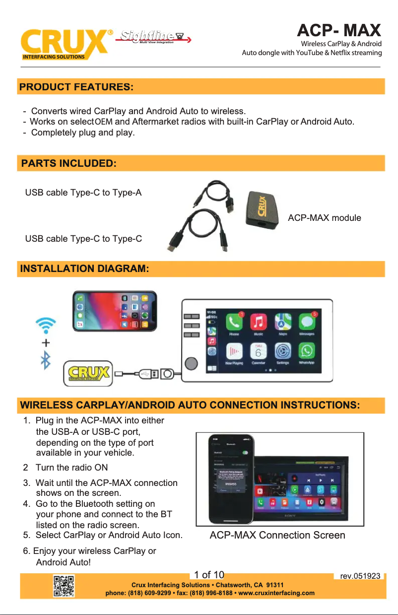 Image de la première page du manuel de l'appareil ACP-MAX
