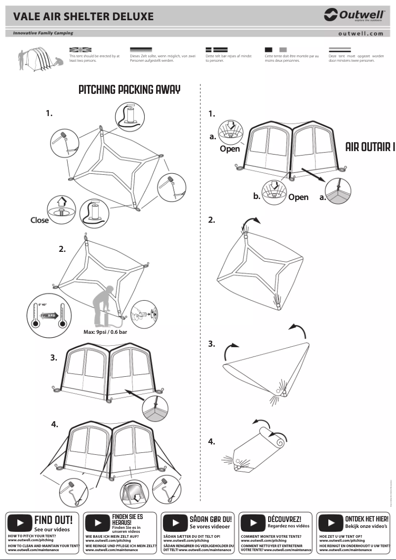Page 1 de la notice Manuel utilisateur Outwell Vale Air Shelter Deluxe