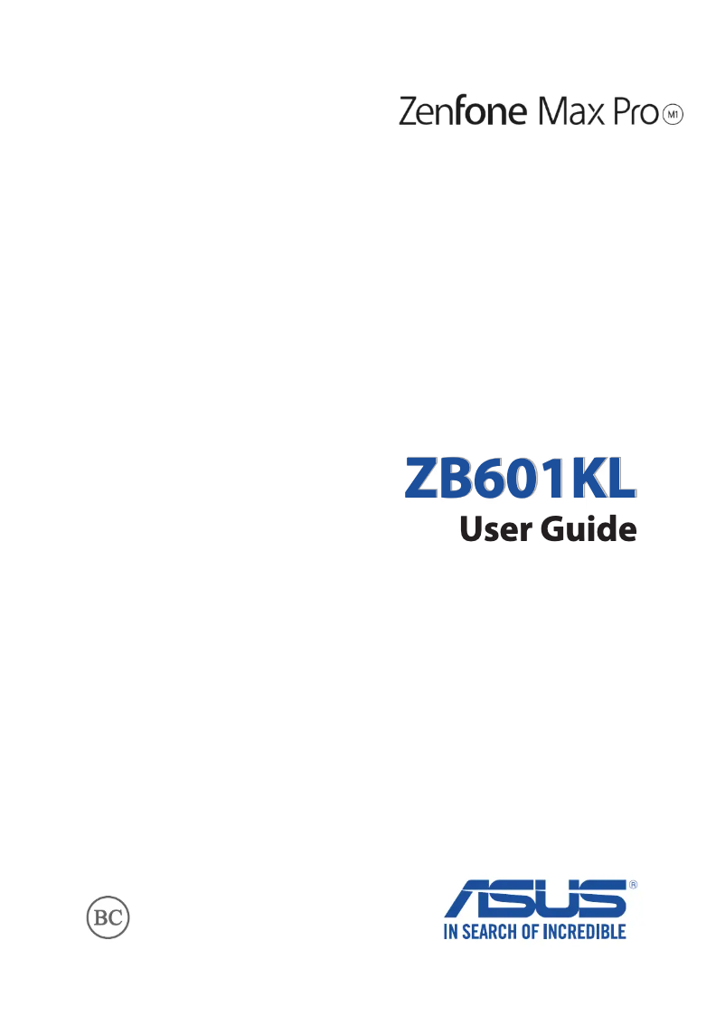 Page 1 de la notice Manuel utilisateur Asus ZenFone Max Pro ZB601KL