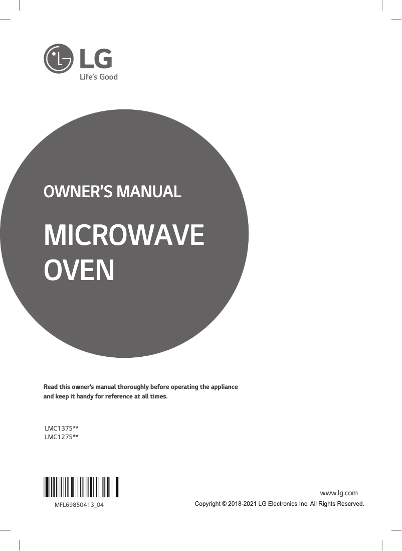 Page 1 de la notice Manuel utilisateur LG LMC1275SB