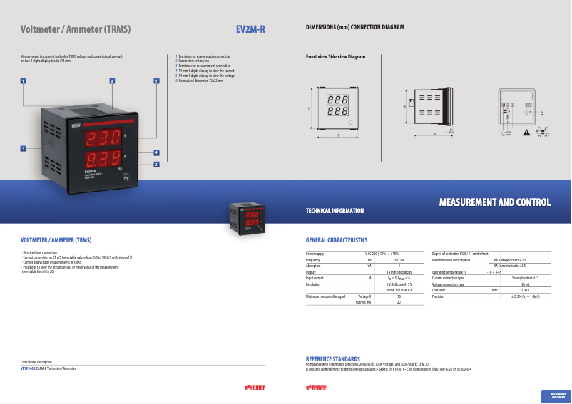 Page n°1 - Fiche technique Vemer EV2M-R