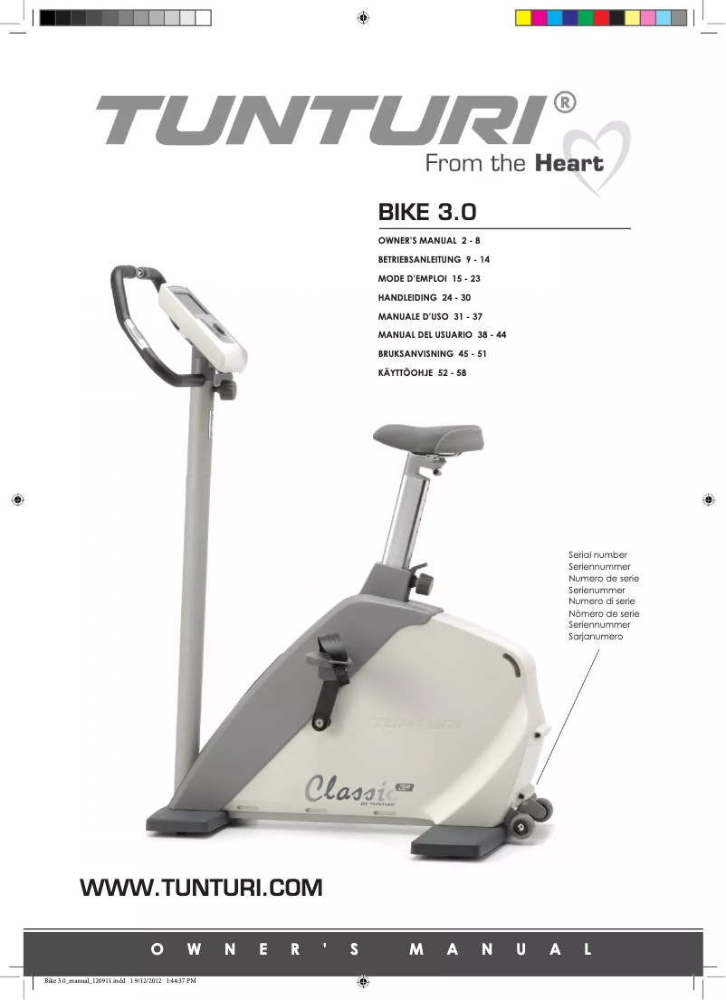 Page 1 de la notice Manuel utilisateur Tunturi Classic 3.0