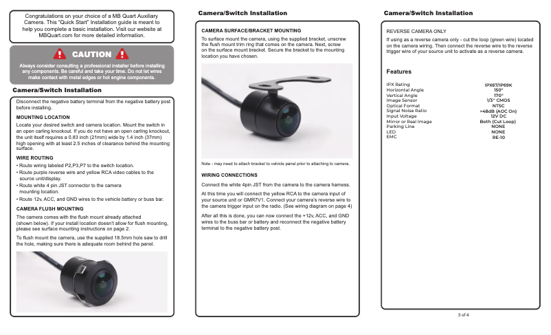 Page n°1 - Manuel utilisateur MB Quart MBQ-CAM-1