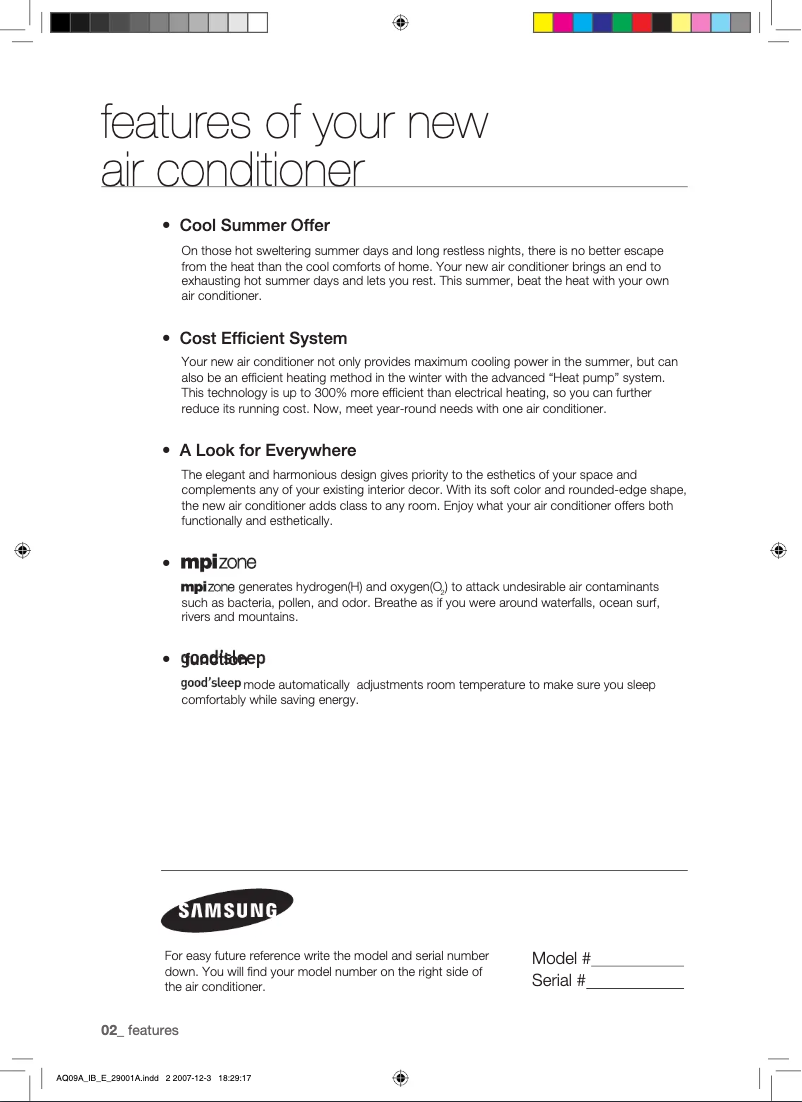 Page n°1 - Manuel utilisateur Samsung AQ12AWAX