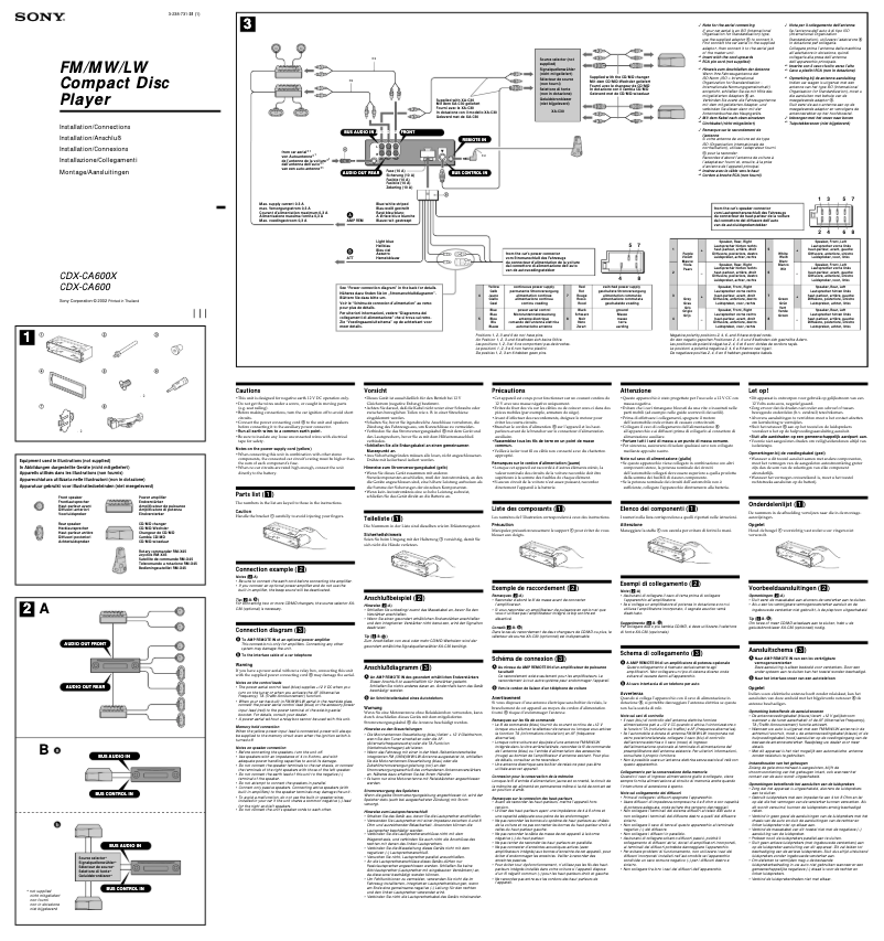 Page 1 de la notice Guide d'installation Sony CDX-CA600