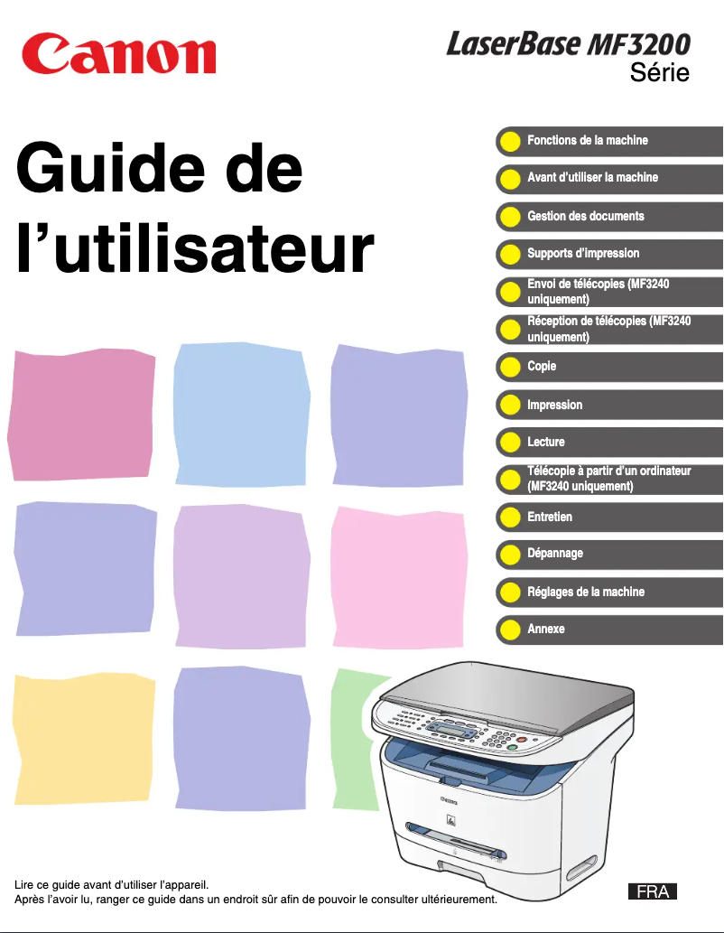 Page n°1 - Manuel utilisateur Canon i-SENSYS MF3220