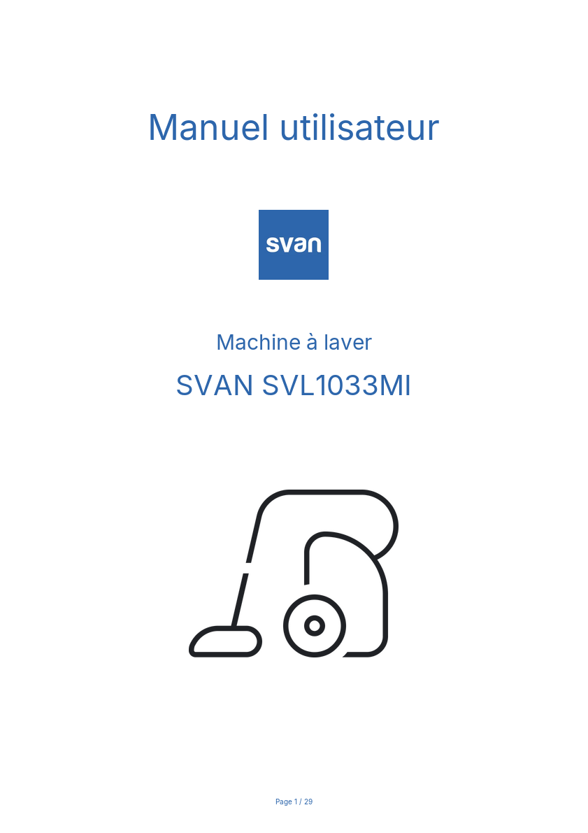 Image de la première page du manuel de l'appareil SVL1033MI