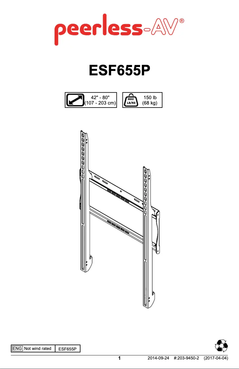 Page 1 de la notice Manuel utilisateur Peerless-AV ESF655P