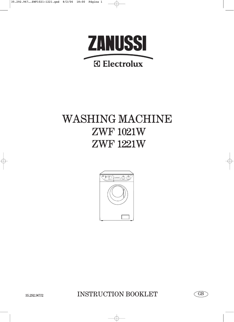 Page 1 de la notice Manuel utilisateur Zanussi ZWF1021W