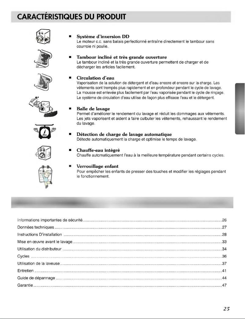 Page 1 de la notice Manuel utilisateur LG WD-11270RD