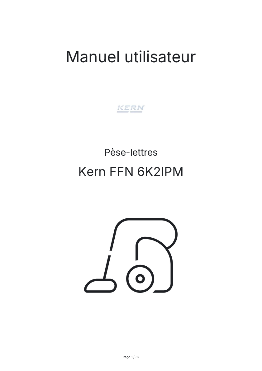 Page n°1 - Manuel utilisateur Kern FFN 6K2IPM