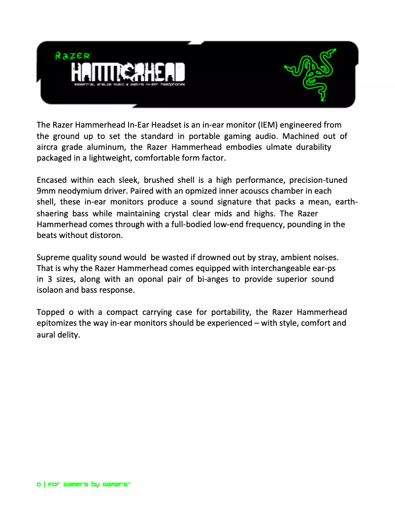 Image de la première page du manuel de l'appareil Hammerhead