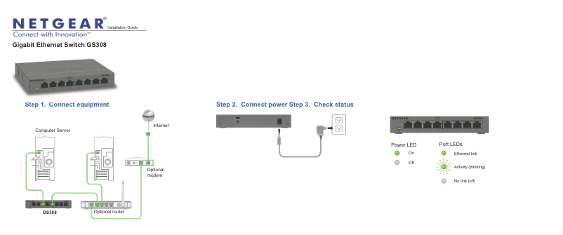 Page n°1 - Guide d'installation Netgear GS308