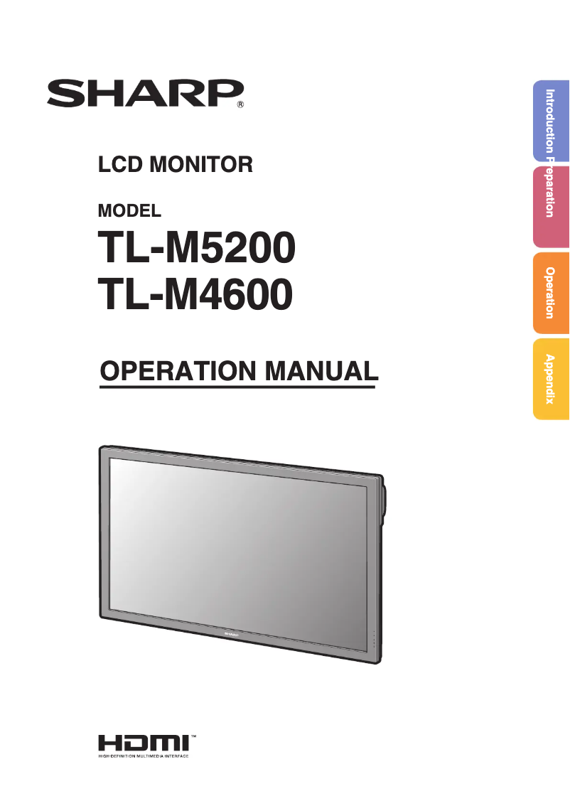 Page n°1 - Manuel utilisateur Sharp TL-M4600