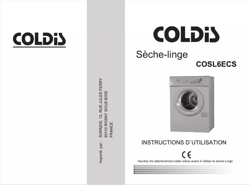 Page n°1 - Manuel utilisateur Coldis COSL6ECS