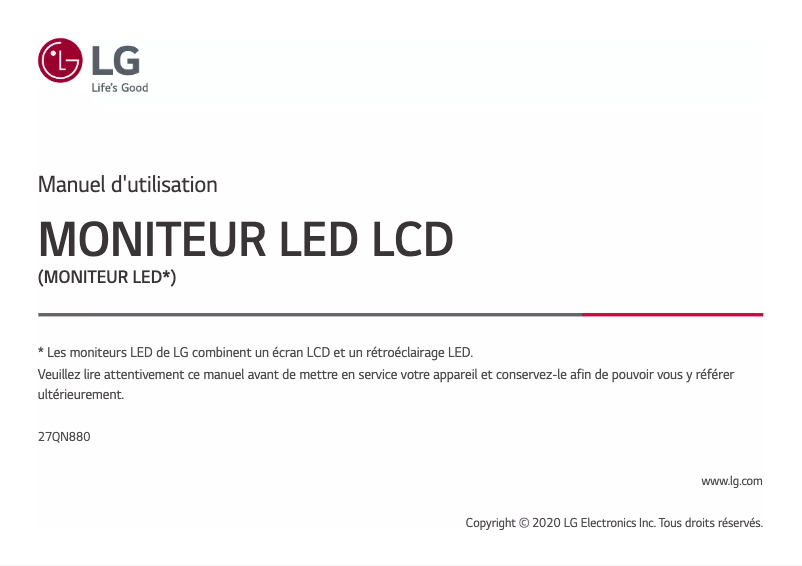 Image de la première page du manuel de l'appareil 27QN880-B