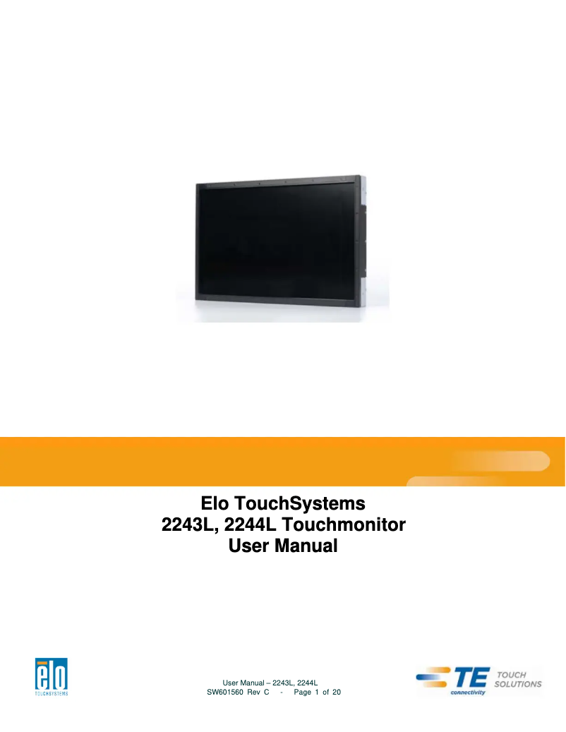 Page 1 de la notice Manuel utilisateur Elo 2244L