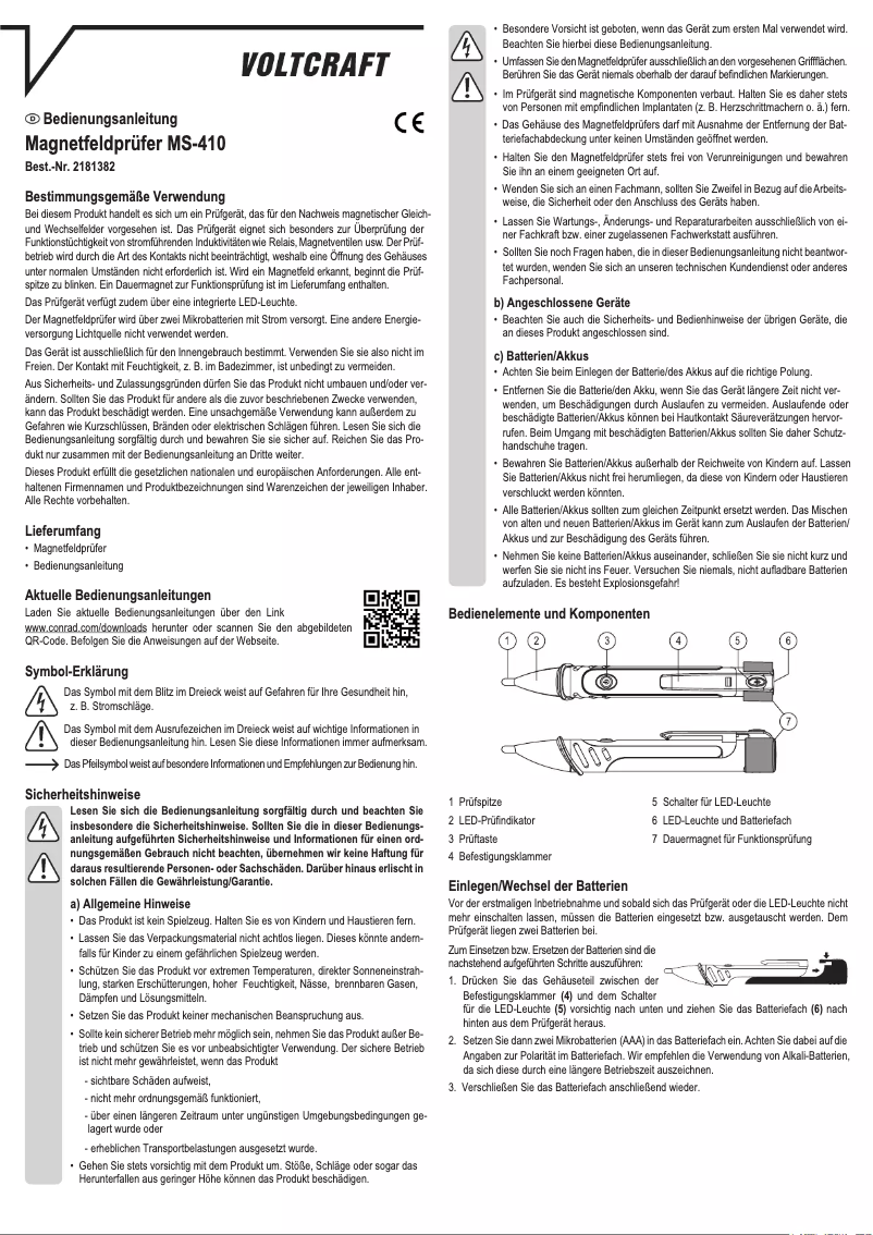 Page 1 de la notice Manuel utilisateur Voltcraft MS-410