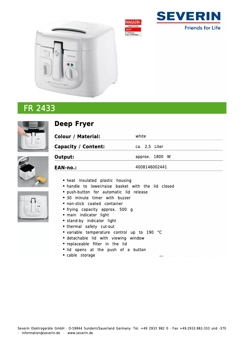 Image de la première page du manuel de l'appareil FR 2433