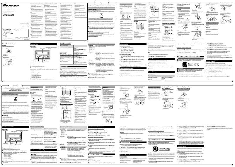 Image de la première page du manuel de l'appareil MVH-S620BT