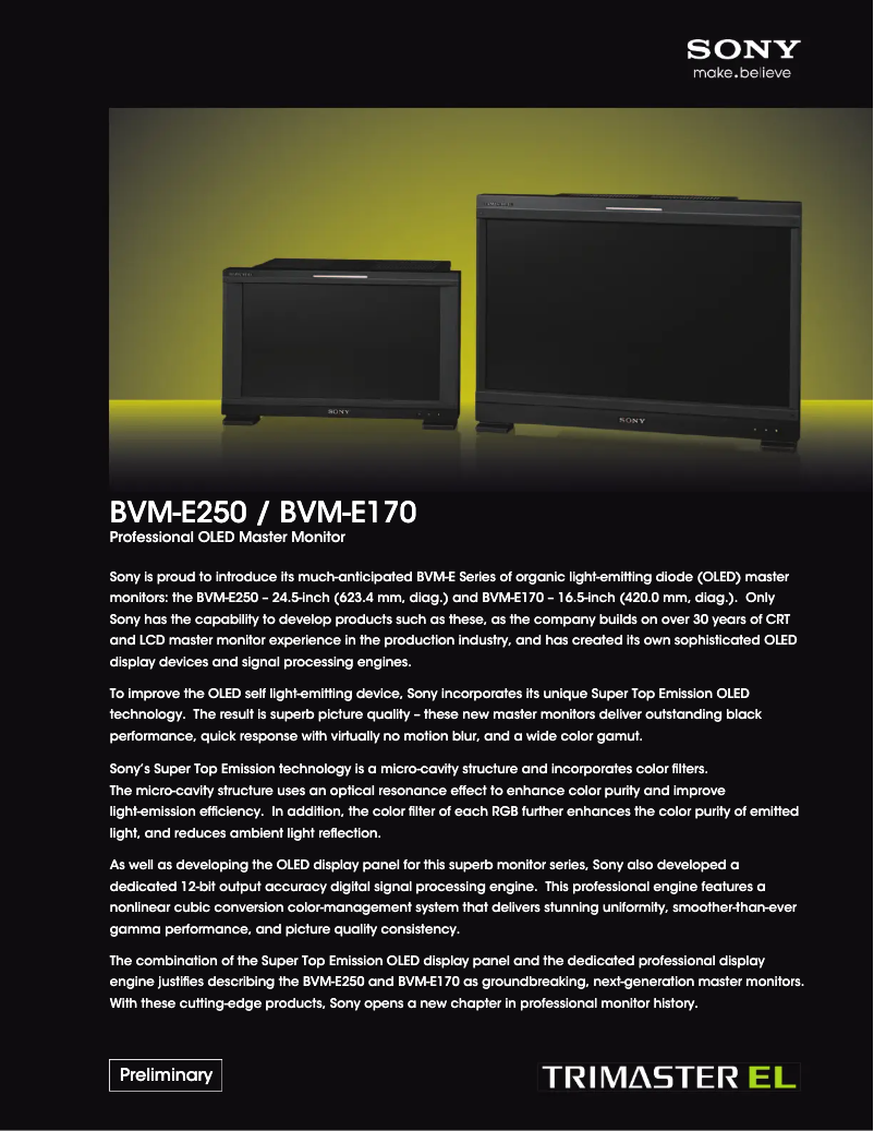 Página 1 del manual Folleto Sony BVM-E250