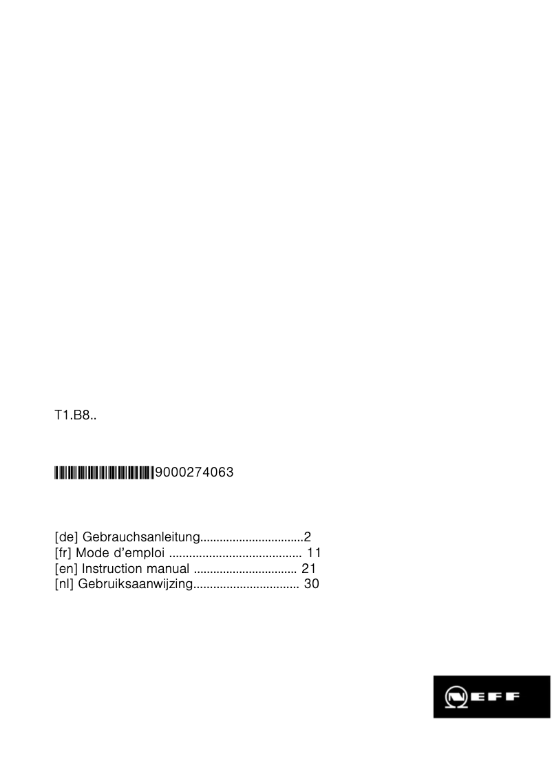 Page 1 de la notice Manuel utilisateur Neff T 14B82 NO
