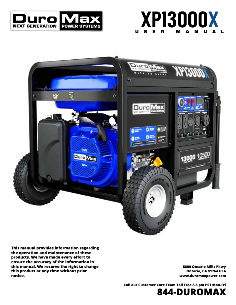 Page n°1 - Manuel utilisateur DuroMax XP13000X