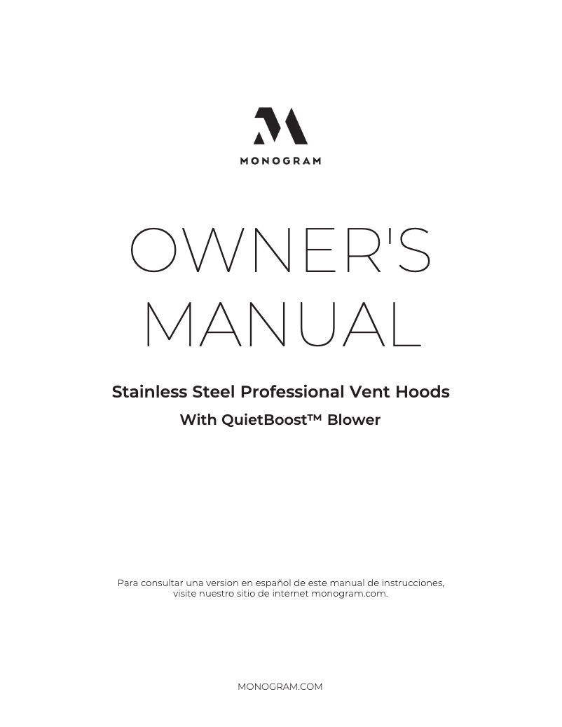 Page 1 de la notice Manuel d'utilisation et d'entretien Monogram ZVW1360SPSS