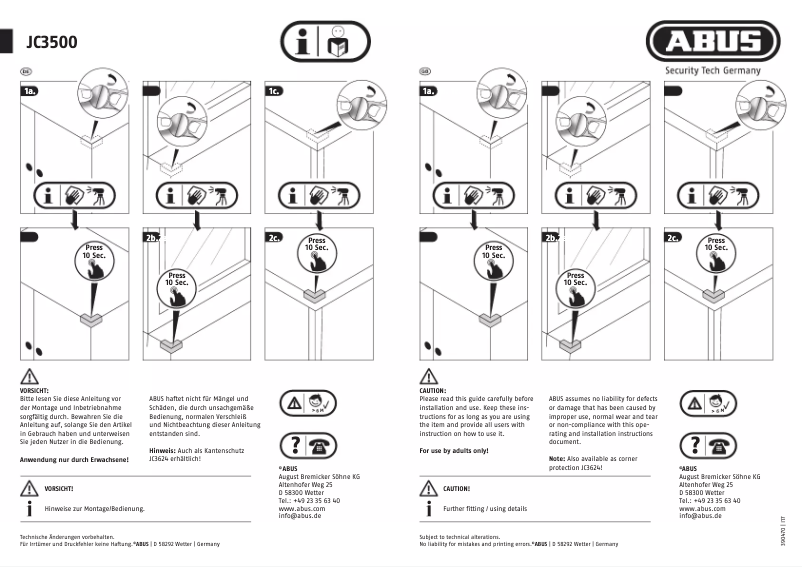 Page 1 de la notice Mode d'emploi Abus JC3500